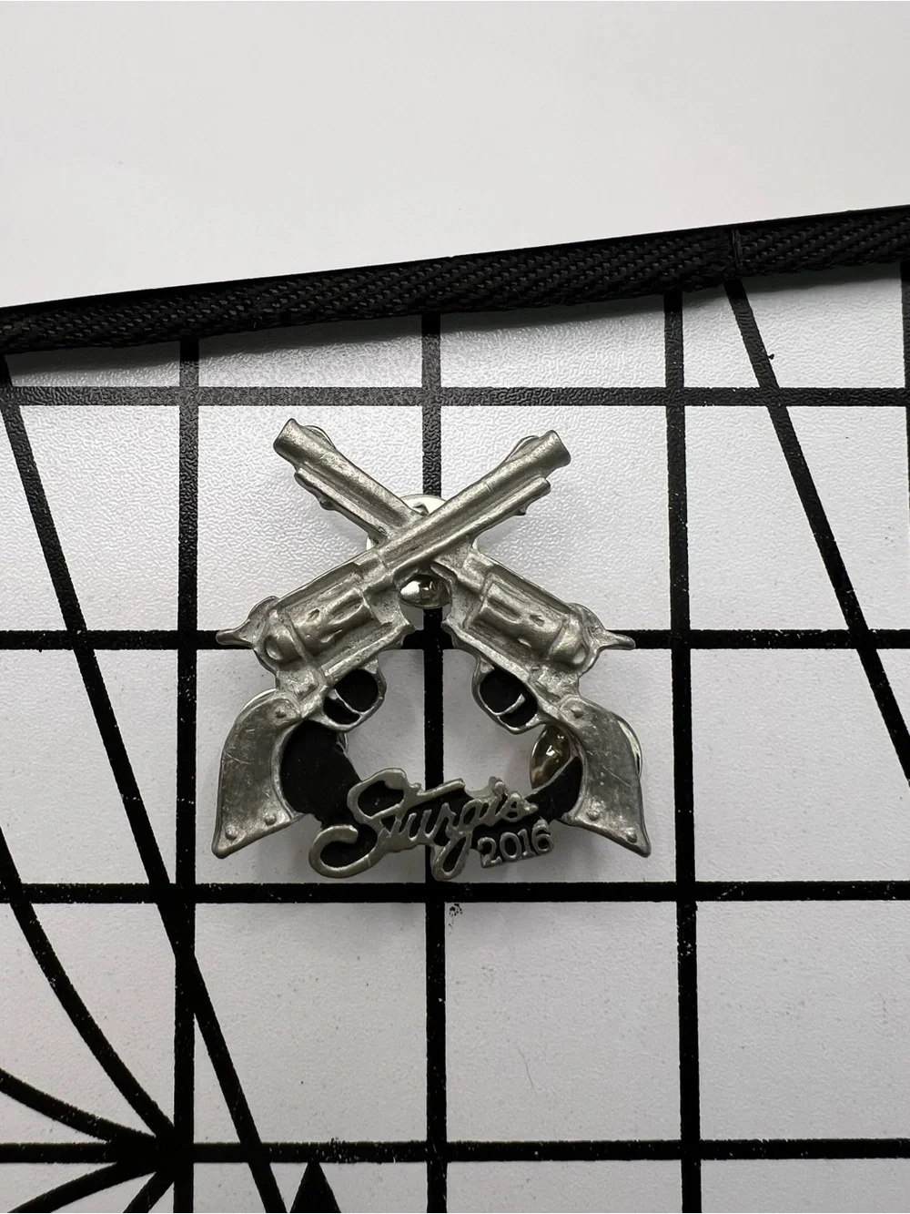 Official Sturgis 2016 Motorcycle Rally Crossed Pistols Hat Lapel Pin